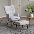 Miniatyrbillede 5 af 6: Rootz gyngestol med osmannisk - Scandi Design - Bøgetræ - Komfortabel polstring - Stilfuld - Holdbar - 64 cm x 89 cm x 90 cm - Grå
