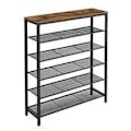Miniatyrbillede 1 af 10: Rootz Skostativ - Skoskab - 5 niveauer - Sideskab - 20 par sko - Metalstel - Entreskab - 100 x 30 x 100 cm - Industriel - Brun - Sort
