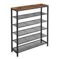 Pikkukuva 1 / 10: Rootz kenkäteline - Kenkäkaappi - 5 tasoa - Sivukaappi - 20 paria kenkiä - Metallirunko - Käytävän kaappi - 100 x 30 x 100 cm - Teollisuus - Ruskea -