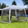 Pikkukuva 2 / 8: Rootz Gazebo - Puutarhapaviljonki - Juhlateltta - Teltta hyttysverkolla - Säänkestävä - Metalli + polyesteri - Harmaa - 3 x 3 m