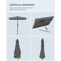 Miniatyrbillede 8 af 8: Rootz Grå Stålramme Parasol - Solskærm - Udendørs paraply - 180g/m2 polyesterstof - UV-beskyttelse - Nem montering - 200 cm x 150 cm x 220 cm