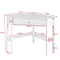 Miniatyrbillede 4 af 6: Rootz- Hvidt Hjørne Skrivebord- Trekantet Bord Skrivebord med Skuffe- Hjemmekontor Skrivebord Computer Skrivebord Arbejdsstation