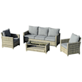 Miniatyrbillede 11 af 11: Rootz Polyrattan Havemøbelsæt - Havemøbler - Havesæt - Loungesæt - Loungemøbler med sofabord - Aluminium - Sædehynder - Brun/grå - 193L x 77W x 80,5H