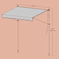 Miniatyrbild 6 av 6: Rootz Clamp Balcony Awisning - Justerbar markis - Grå utdragbar tak - Pulverbelagd stål - 250 x 120 cm - Höjd: 220-300 cm