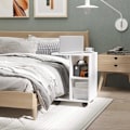 Miniatyrbillede 6 af 6: Rootz C Shape Side Table - Coffee Table - Stand Table - Corner Desk -Portable Sofa Table with Shelf - Wheels for Small Area - E1 Chipboard - White - 4
