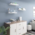 Miniatyrbillede 3 af 9: Rootz Sæt med 3 væghylder - Displayhylder - Opbevaringshylder - Holdbar MDF & PVC finer - Fugtbestandig - Nem installation - Alsidig brug - Flere læng