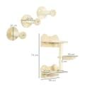 Miniatyrbild 3 av 5: Rootz Klättersteg Set - Klättertrappor - Klättervägg - Katttrappa - 4-delad. Set - Med skrapstolpe - Beige/Gräddvit - 40 x 28 x 73 cm