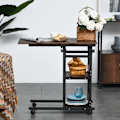 Miniatyrbillede 7 af 7: Rootz Sidebord - Sofabord med hjul - Højdejusterbart - Natbord med 2 nederste hylder - Sofabord - Spisestue - Stue - Metal - Brun - 80 x 40 x 72-82 cm