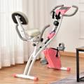 Miniatyrbillede 2 af 7: Rootz 2-i-1 foldbar motionscykel - Liggende stationær cykel - 8-trins justerbar - Magnetisk modstand med pulssensor - LCD-skærm - Pink + Hvid - 97 x 5