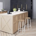 Miniatyrbillede 2 af 8: Rootz moderne barstol - skammel i skandinavisk stil - Minimalistisk bordstol - Komfortabelt MDF-sæde - Holdbart stel i rustfrit stål - Pladsbesparende