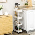 Miniatyrbillede 7 af 8: Rootz Køkkenvogn - Serveringsvogn - Køkkenvogn - Med 4 hylder - 3 fleksible kroge - 4 hjul - Hvid - 40cm x 19cm x 90cm