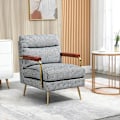 Miniatyrbild 2 av 6: Rootz Fåtölj - Retrodesign - Accentstol - Hundtandsmönster - Linnepolyester - Träelement - Fjäderkärna - Svart + Vit - 72L x 81,5W x 87,5H cm
