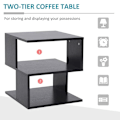 Miniatyrbillede 5 af 11: Rootz Side Table - 2-tier Side Table - Bed Table With Modern Design - Coffee Table For Office - Living Room - Dining Room - Black - 40 x 40 x 43 cm