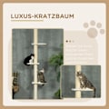 Miniatyrbild 4 av 10: Rootz golv-till-tak kattträd - Justerbar kattskrapstolpe - Klättertorn - Furu - Mjuk plysch - Spånskiva - 47cm x 34cm x 220-260cm