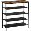 Miniatyrbillede 1 af 9: Rootz Skostativ - Skostativ - Skohylde - med 4 hylder - Stående - Industriel - Brun og Sort - 75 x 30 x 91 cm