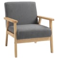Miniatyrbillede 1 af 6: Rootz Lænestol i Scandi Design - Accent Stol - Massivt træ - Linnedlook - Grå + Natur - 64 cm x 70 cm x 72 cm
