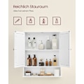 Miniatyrbillede 4 af 5: Rootz White Mirror Cabinet - Vaskeskabe - Opbevaringsenhed - MDF-konstruktion - Rummeligt interiør - Nem montering - 15cm x 65cm x 75cm