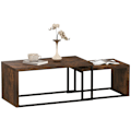 Miniatyrbillede 10 af 11: Rootz Sæt med 2 sofaborde - Sofabord - Sidebord - Moderne stil - MDF & Metal - 90 x 48 x 42 cm / 59 x 42 x 36 cm - sort + brun