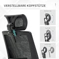 Miniatyrbild 7 av 10: Rootz Vinsetto kontorsstol - Ergonomisk stol - Justerbar stol - Svankstöd - Lutningsfunktion - 58cm x 61cm x 102-119cm