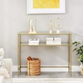 Miniatyrbillede 9 af 9: Rootz Konsolbord - Sidebord - 2 niveauer - Hærdet glas - Metalstel - Justerbare ben - Guld - 100 x 35 x 80 cm