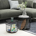 Miniatyrbillede 6 af 6: Rootz sæt med 2 sideborde i scandi-design - med opbevaringsplads - kan stables - komfortabel sofa - stål - sort - 40 cm x 40 cm x 40 cm
