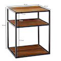 Miniatyrbillede 6 af 7: Rootz sengebord massivt sheesham træ - metal 40x50x35 cm sidebord højt - Design natkonsol boxmadrasser med hylde - Industrielt sofabord højt med opbev