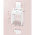 Miniatyrbillede 4 af 6: Rootz Toiletbord med spejl og 2 skuffer - Vaskebord - Makeup skrivebord - Hvid - 40 cm x 60 cm x 127 cm - Ingen batterier påkrævet