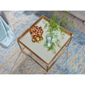 Miniatyrbillede 5 af 7: Rootz sofabord glas metal 60x60x41 cm sofabord guld spejlet - Design stuebord Firkantet - Lille sofabord Moderne spejlglas - Sidebord sidebord stue