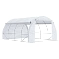 Miniatyrbillede 6 af 6: Rootz Tunnel Drivhus - Walk-in Grow House Telt - Roll Up Walls - Zip dør - Galvaniseret stålramme - Forstærket dæksel - Hvid - 4x3x2m