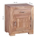 Miniatyrbillede 4 af 7: Rootz sengebord massivt træ akacie design sengebord 60 cm med skuffe og dør sengebord til boxmadrasser