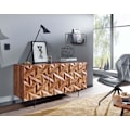 Miniatyrbillede 5 af 7: Rootz skænk 144x72x47 cm massivt sheesham træ - metal skænk - kommode med tre låger - Kommode skab træ moderne - Stå skab stue