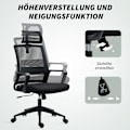 Miniatyrbillede 6 af 10: Rootz Justerbar kontorstol - skrivebordsstol - drejestol - Halsstøtte - sort - 60 cm x 64 cm x 102-112cm