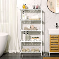 Miniatyrbillede 6 af 8: Rootz Badeværelsesskab - Opbevaringsskab - 5 niveauer - Bambus - Højdejusterbar - Hvid - 60 x 26 x 130 cm