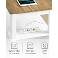 Miniatyrbillede 7 af 9: Rootz Sidebord med Power Strip - Endebord - Natbord - Træspånplade - MDF - Valnød Brun-Hvid - 60 cm x 35 cm x 60 cm - 17 kg - 90 kg Max belastningskap