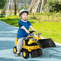 Miniatyrbillede 2 af 6: Rootz børnegravemaskine - Ride-on - Betjenbar gravemaskine skovl - Anti-tip - Skridsikre hjul - Gul + Sort - 78 x 29,5 x 54 cm