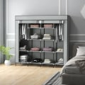 Pikkukuva 2 / 7: Rootz-vaatekaappi - Kangaskaappi - Ovet - 2 vaatetankoa - 10 lokeroa - Vilesstoff - Teräs - Harmaa - 166L x 42,5L x 169,5K cm