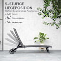 Miniatyrbillede 5 af 10: Rootz Sun Lounger - Udendørs hvilestol - Justerbar ryglæn - Åndbar komfort - 195 x 66 x 34 cm - Grå