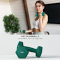 Miniatyrbild 7 av 11: Rootz hanteluppsättning med rack - vikter - fitnessutrustning - hexagonal design - rymdbesparande - 3 kg till 5 kg - hantel 18x8x8cm, rack 42x10x30cm