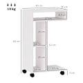 Miniatyrbillede 3 af 10: Rootz sidebord - C -formet serveringsbil - mobilarrangør - 4 hjul - effektiv opbevaring - 40 x 30 x 69 cm, robust spånplade, hvid