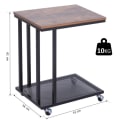 Miniatyrbillede 3 af 7: Rootz Sidebord - På hjul - C-Shape - Opbevaringshylde - Stål - MDF - Sort-brun - 51 x 36 x 61 cm