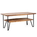 Miniatyrbillede 1 af 7: Rootz Modern Industrial Sofabord - Rektangulært bord - Opbevaringsplads - Håndlavet - Sheesham Wood - 90 cm x 50 cm x 40 cm
