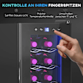 Miniatyrbillede 7 af 11: Rootz 12 flaskevin Køleskab - Drinks køleskab - Drikkefremskiftskøler - Energieffektiv - 26,5 cm W x 51,5 cm D x 65 H cm - Berøringsskærm og LED -lys