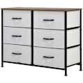 Miniatyrbillede 6 af 7: Rootz kommode - Skænk - 6 skuffer - Stofskuffer - Kommode til industriel soveværelse - Vuggestue - Stue - Entre - Brun + Sort + Grå - 80 cm x 30 cm x