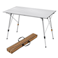 Miniatyrbild 1 av 8: Rootz campingbord i aluminium - Bärbart fällbart bord - Justerbart utomhusbord - Robust, väderbeständig, lätt - 68,5 cm x 59-78,5 cm x 120 cm