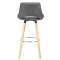 Miniatyrbillede 6 af 8: Rootz Scandinavian Barstol - Træskammel - Linnedsæde - Ergonomisk design - 91cm x 43cm x 43cm