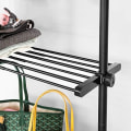 Miniatyrbild 6 av 8: Rootz justerbar garderob Organizer Kläder Hyllsystem-Hängskena-Teleskopiska kläder Förvaringshyllor, svart
