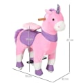 Miniatyrbillede 3 af 11: Rootz Kids Gyngehest - Gyngehest - Ride-on Unicorn til børn - Med to hjul - Stål/Poppeltræ/PU - Pink - 70 cm x 32 cm x 87 cm