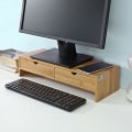 Miniatyrbillede 1 af 7: Rootz Bamboo Monitor Stand Computer Screen- Monitor Stand Monitor Riser Desk Organizer med 2 skuffer