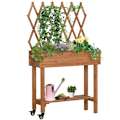 Miniatyrbillede 1 af 5: Rootz Højseng - Integreret espalier - Opbevaringshylde - Hjul - Massivt træ - Brun - 79 x 29 x 130 cm