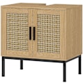 Miniatyrbillede 1 af 10: Rootz badeværelse skab - Boho Design - Sink Storage Unit - Rattan Elements - Passer under vask - Brun - 60x39x60 cm
